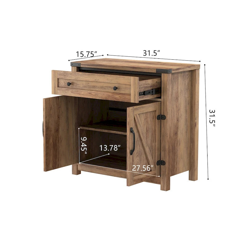 Double Barn Door Accent Cabinet