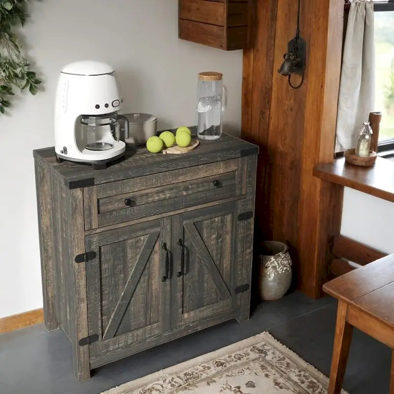 Double Barn Door Accent Cabinet