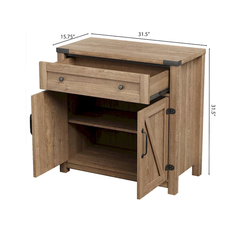 Double Barn Door Accent Cabinet