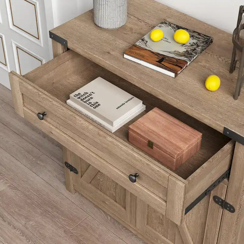 Double Barn Door Accent Cabinet