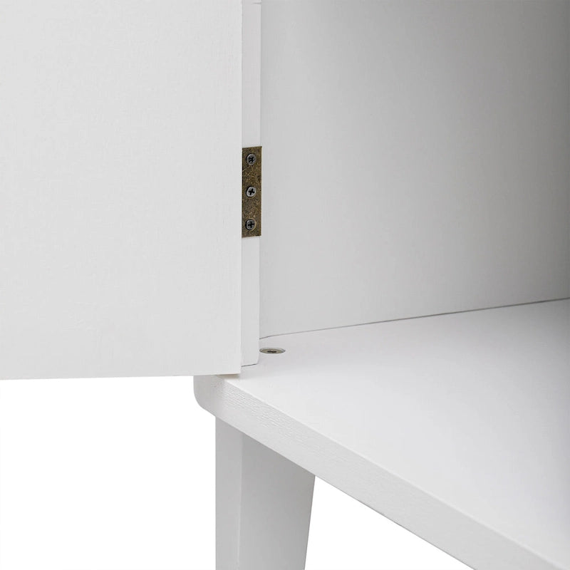 Black Three-Door Sideboard Cabinet with Metal Ring Handles Fluted Doors