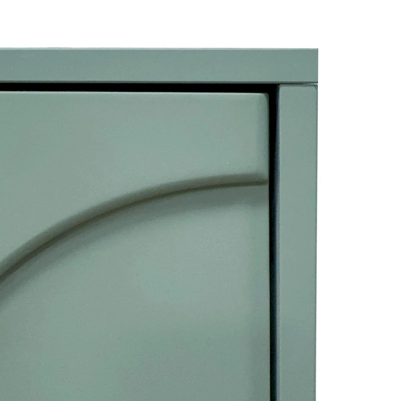 60-Inch Fluted Glass Door Wooden Sideboard Storage Cabinet Green Black