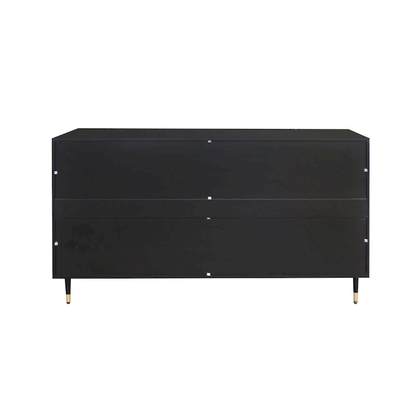 60-Inch Fluted Glass Door Wooden Sideboard Storage Cabinet Green Black