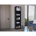5-Tier Slim Bookcase Open Shelving Unit Black Living Room Office