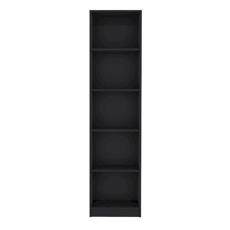 5-Tier Slim Bookcase Open Shelving Unit Black Living Room Office