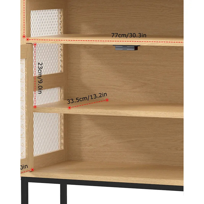 Wood Tone 2-Door Sideboard Buffet Cabinet with Open Shelf Natural