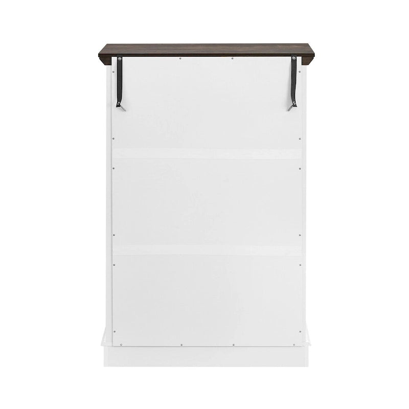 6-Drawer Tall White Farmhouse Dresser with Dark Wood Top