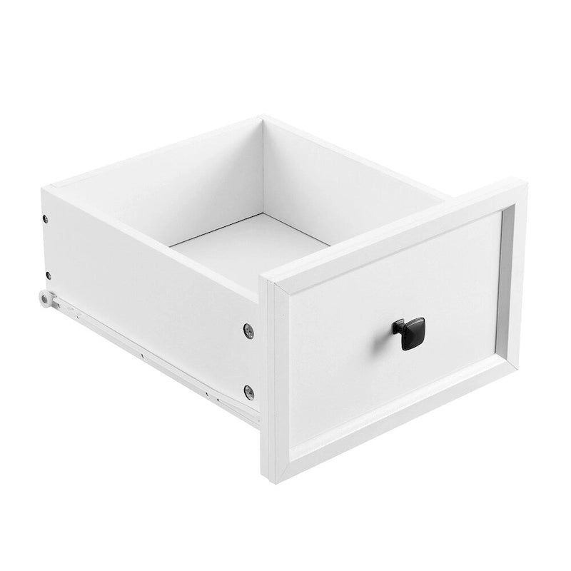 6-Drawer Tall White Farmhouse Dresser with Dark Wood Top