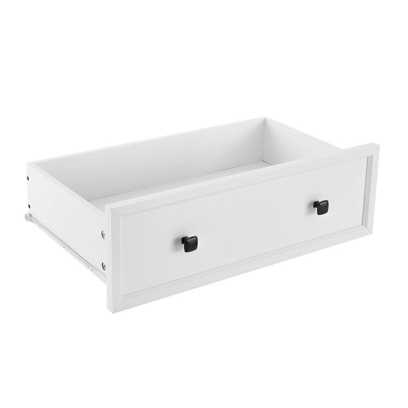 6-Drawer Tall White Farmhouse Dresser with Dark Wood Top