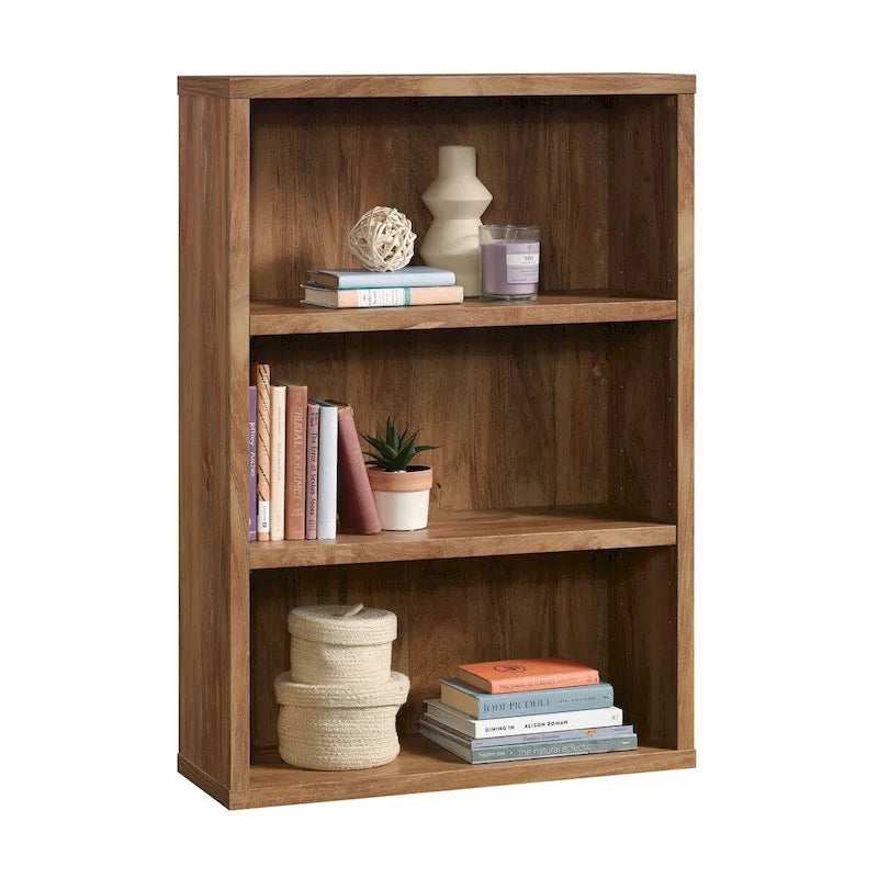 3-Shelf Wood Bookcase with Adjustable Shelves in White Soft Finish