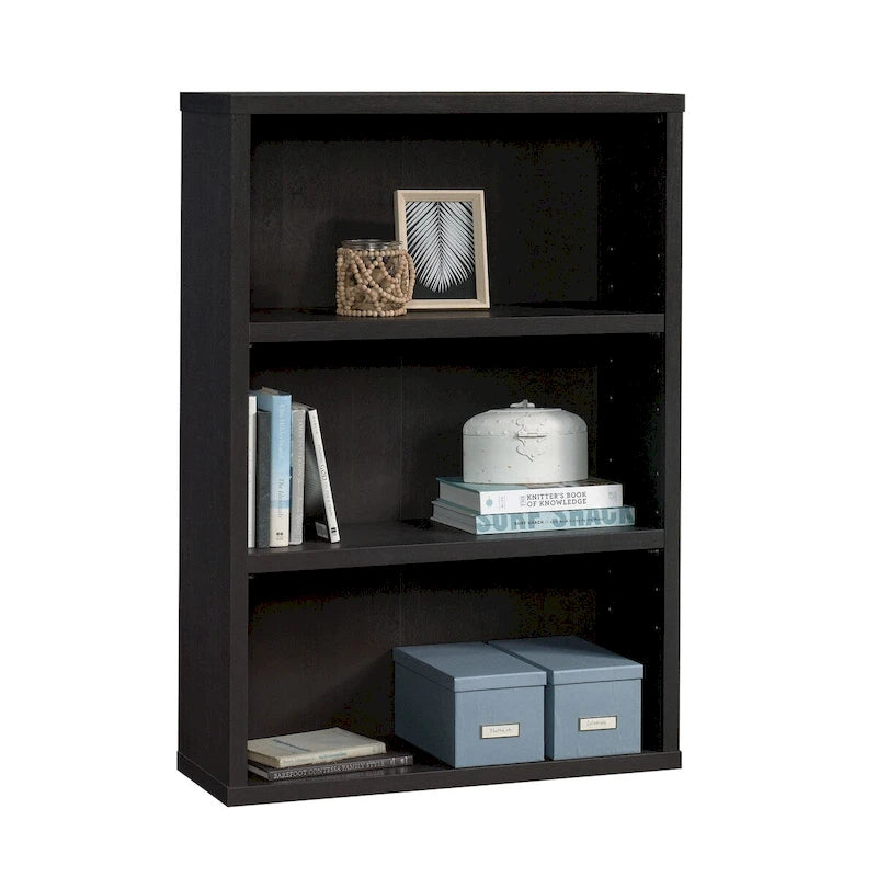 3-Shelf Wood Bookcase with Adjustable Shelves in White Soft Finish