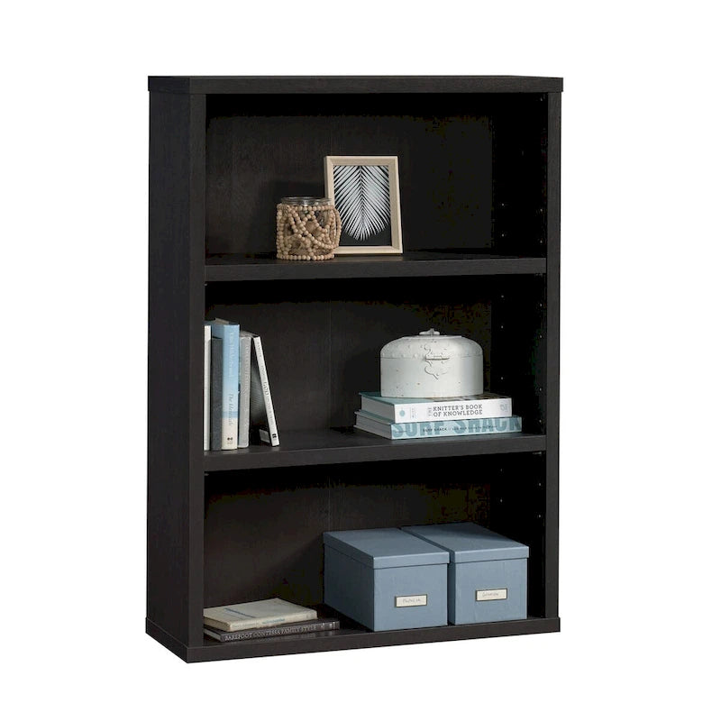 3-Shelf Wood Bookcase with Adjustable Shelves in White Soft Finish