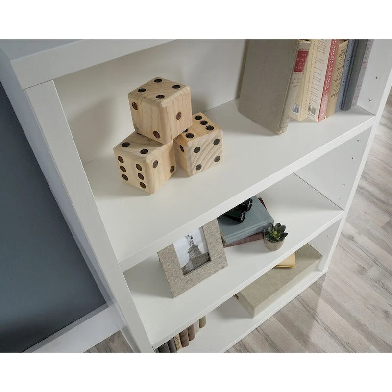 3-Shelf Wood Bookcase with Adjustable Shelves in White Soft Finish