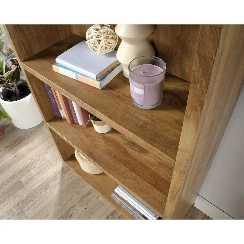 3-Shelf Wood Bookcase with Adjustable Shelves in White Soft Finish
