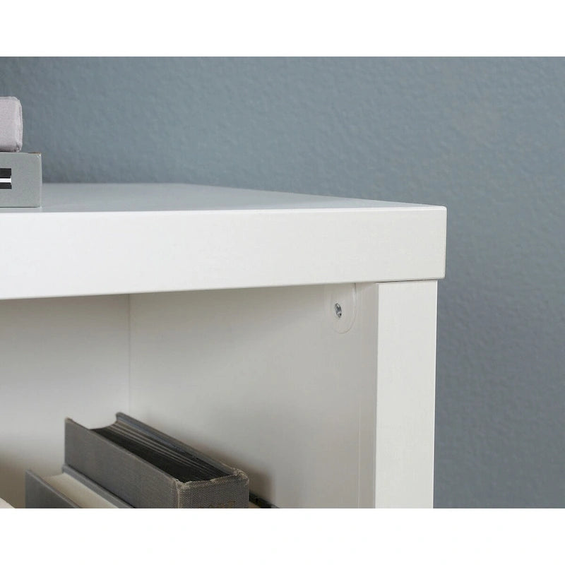 3-Shelf Wood Bookcase with Adjustable Shelves in White Soft Finish
