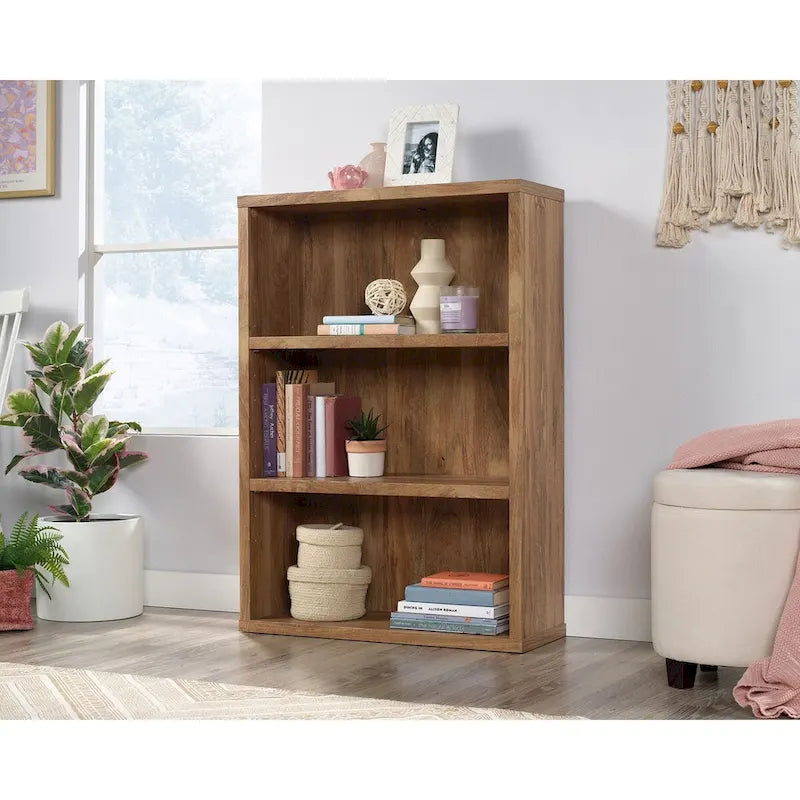 3-Shelf Wood Bookcase with Adjustable Shelves in White Soft Finish