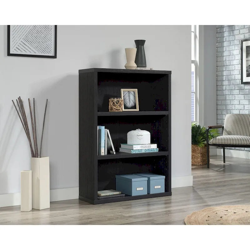 3-Shelf Wood Bookcase with Adjustable Shelves in White Soft Finish