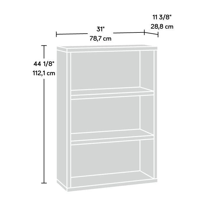 3-Shelf Wood Bookcase with Adjustable Shelves in White Soft Finish