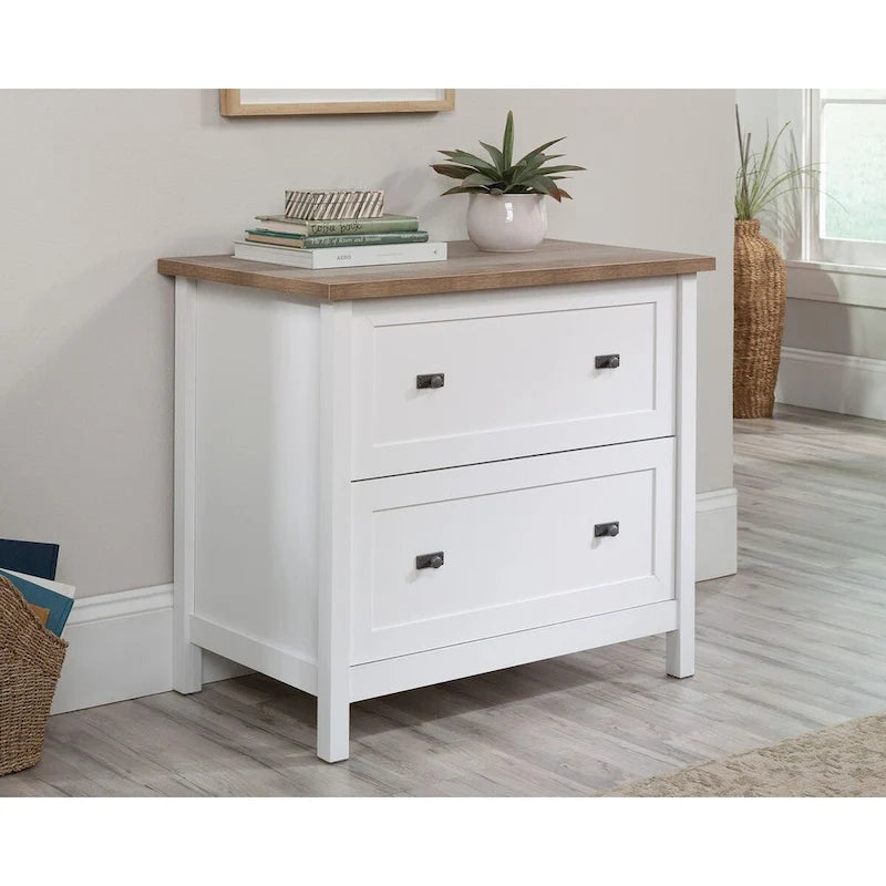 2-Drawer Lateral File Cabinet White Oak Accent Home Office