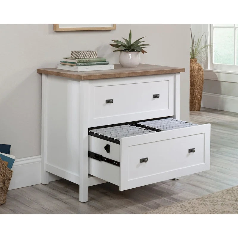 2-Drawer Lateral File Cabinet White Oak Accent Home Office