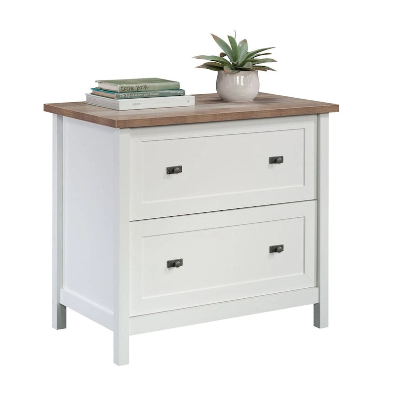 2-Drawer Lateral File Cabinet White Oak Accent Home Office