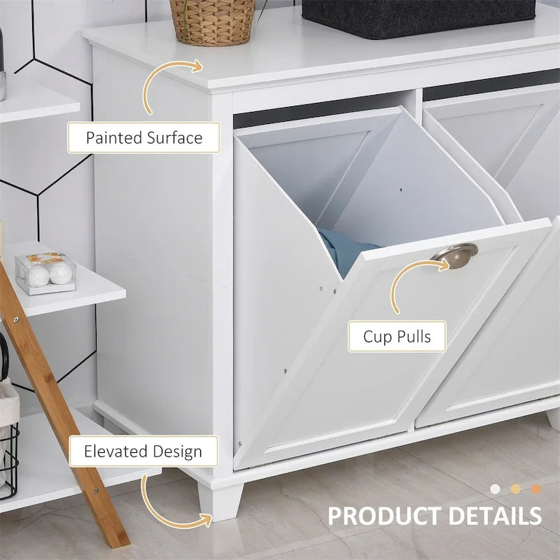 Tilt-Out Laundry Sorter Bathroom Cabinet