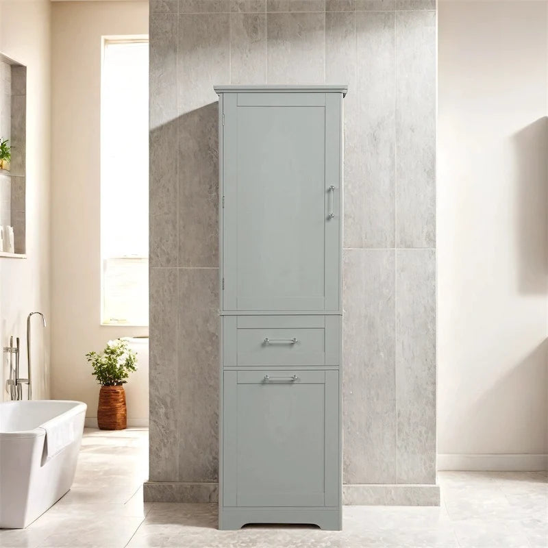 Freestanding Tall Bathroom Storage Cabinet with Drawers, White/Black/Grey