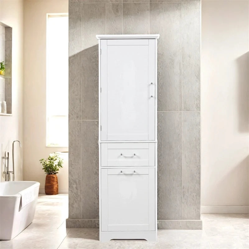 Freestanding Tall Bathroom Storage Cabinet with Drawers, White/Black/Grey