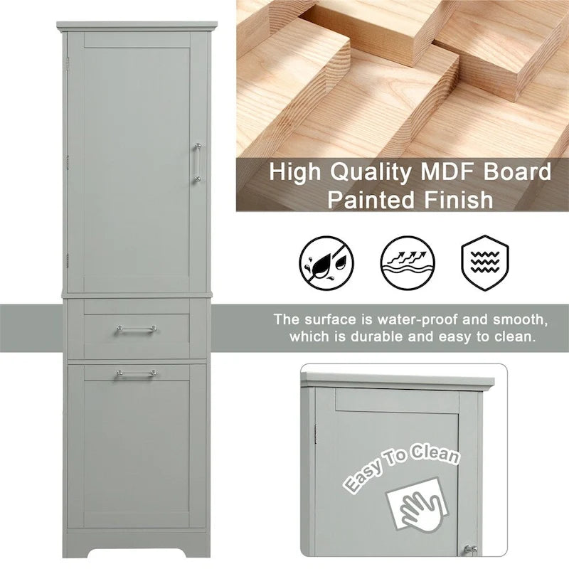 Freestanding Tall Bathroom Storage Cabinet with Drawers, White/Black/Grey