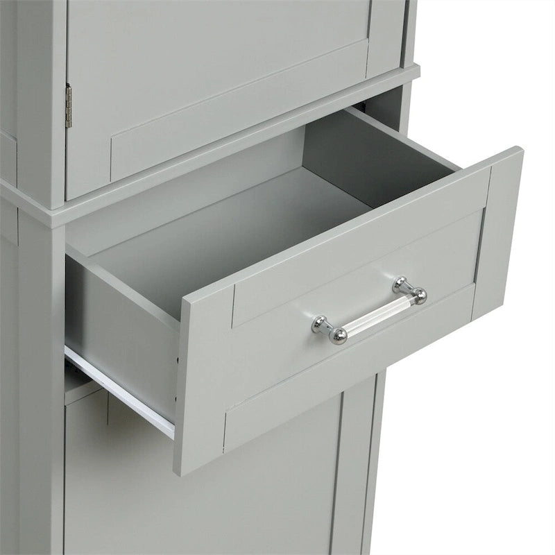 Freestanding Tall Bathroom Storage Cabinet with Drawers, White/Black/Grey