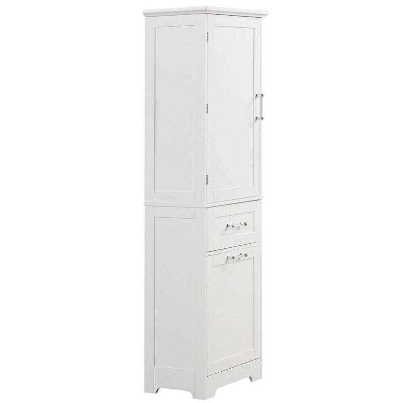 Freestanding Tall Bathroom Storage Cabinet with Drawers, White/Black/Grey