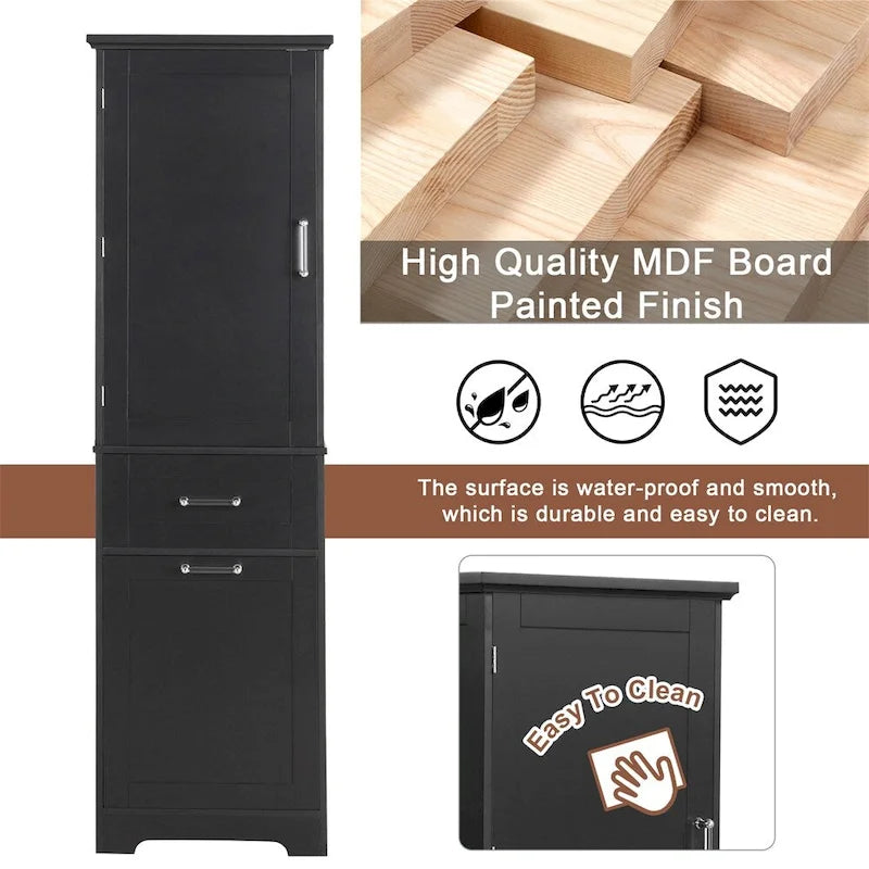 Freestanding Tall Bathroom Storage Cabinet with Drawers, White/Black/Grey