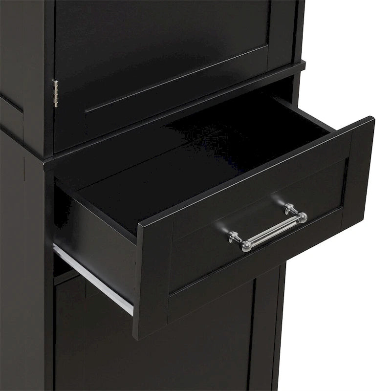 Freestanding Tall Bathroom Storage Cabinet with Drawers, White/Black/Grey
