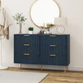 6-Drawer Dresser with Gold Arch Detail and Metal Legs, Black or Dark Blue