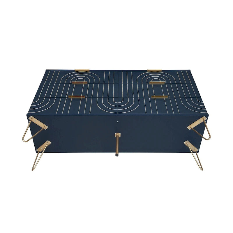 6-Drawer Dresser with Gold Arch Detail and Metal Legs, Black or Dark Blue