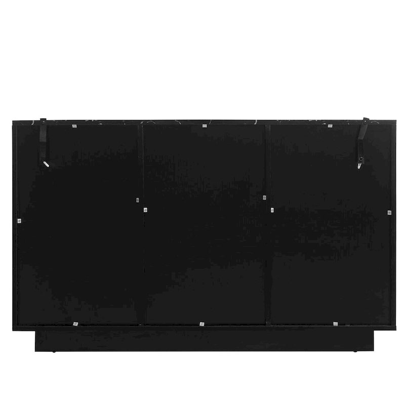 3-Door Accent Storage Cabinet with LED Light Strip and Adjustable Shelves, Black