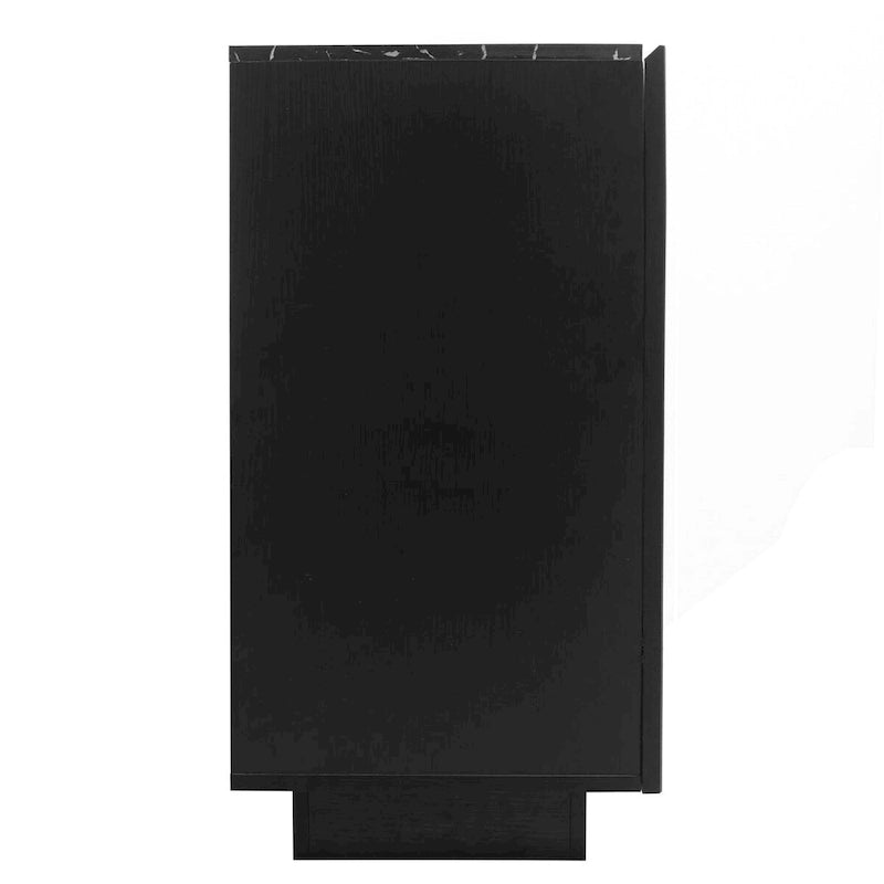 3-Door Accent Storage Cabinet with LED Light Strip and Adjustable Shelves, Black